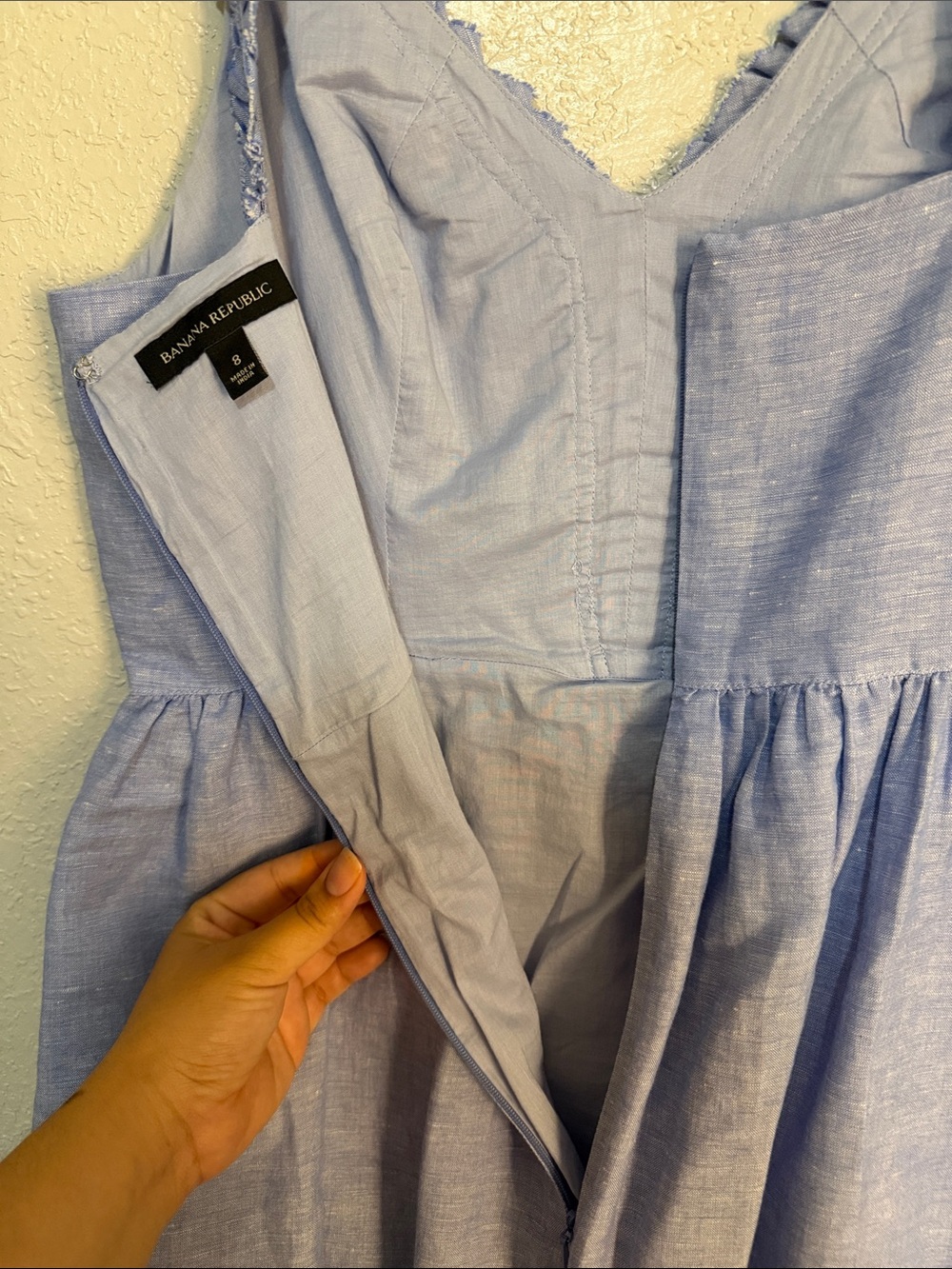 Blue Ruffle V-Neck Sundress - Picture 4 of 6